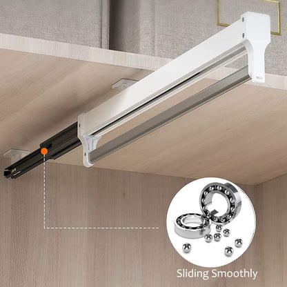 MAFAGE Pull Out Clothes Rail, Adjustable Pull Out Hanger Rail Rod for Wardrobe Trousers Clothing Storage, Space Saving, Load 25kg (White 497mm)