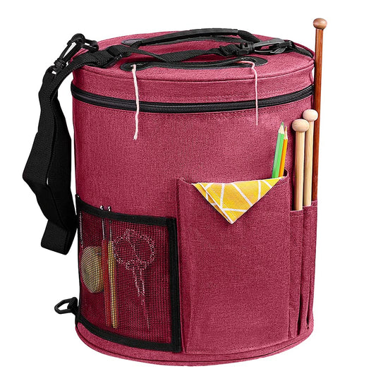 SumDirect Knitting Bag, Yarn Organizer Tote Bag Portable Storage Bag for Yarns, Carrying Projects, Knitting Needles, Crochet Hooks, Manuals and Other
