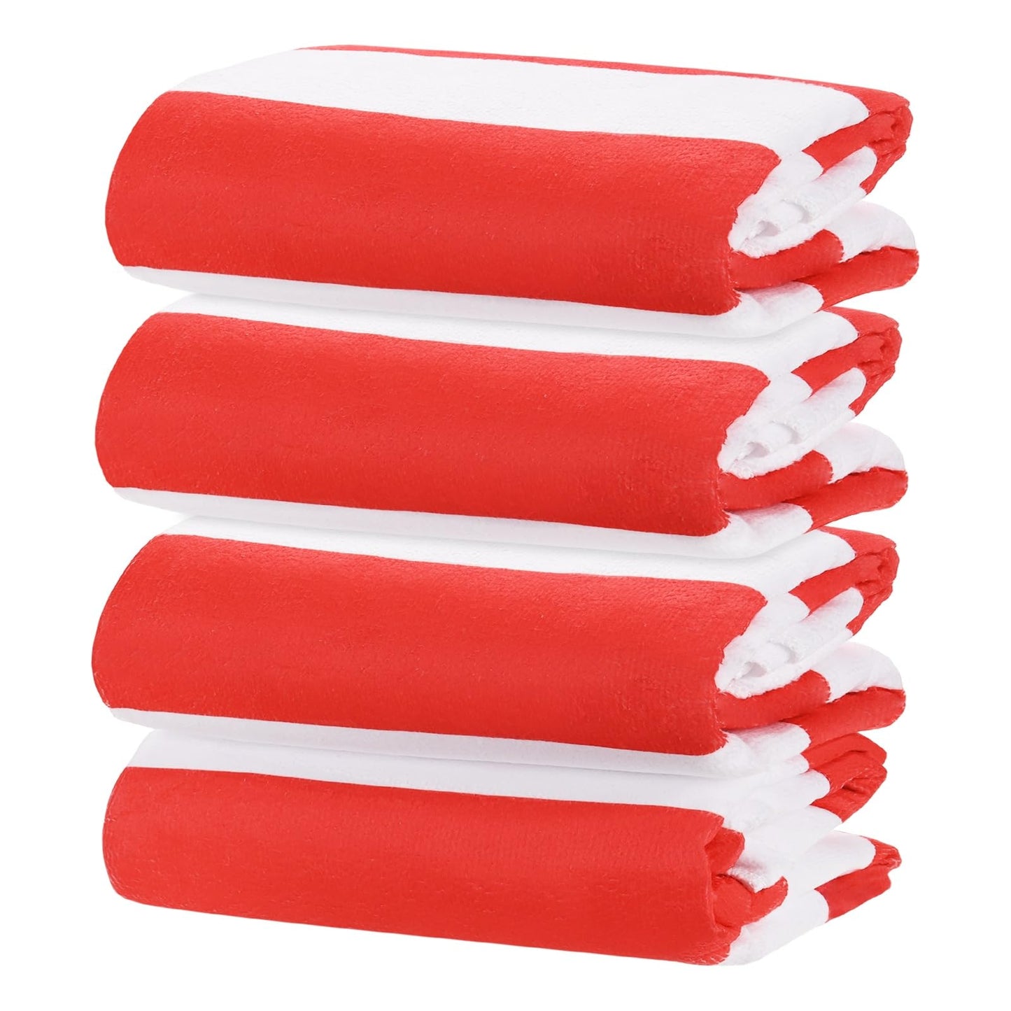 M METERXITY 4-Pack Large Stripe Beach Towels 30x60in Light Red