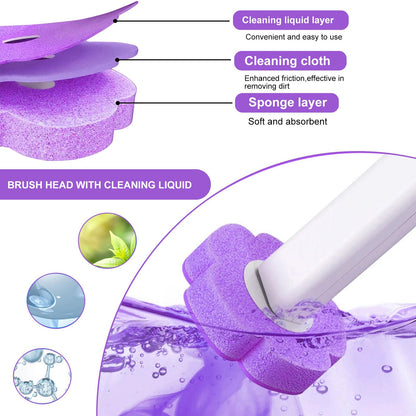 Disposable Toilet Brush Refills,30 Pcs Toilet Wand Replacement Heads-Purple