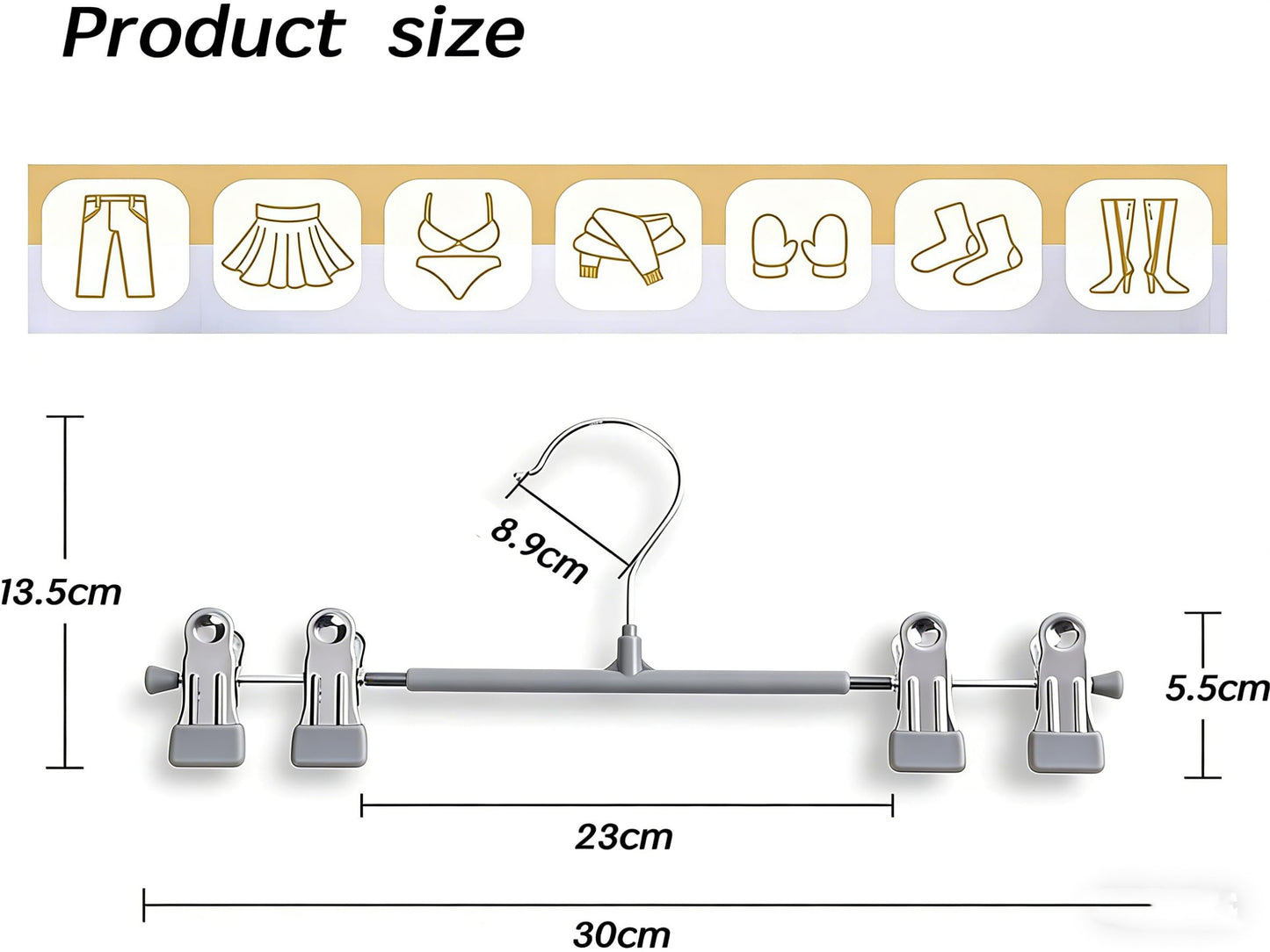 20 Pack Trouser Hanger, 30cm Pants Hangers Space Saving Skirt Hangers with Adjustable Clips,Heavy Duty Clothes Coat Garment Jeans Hangers