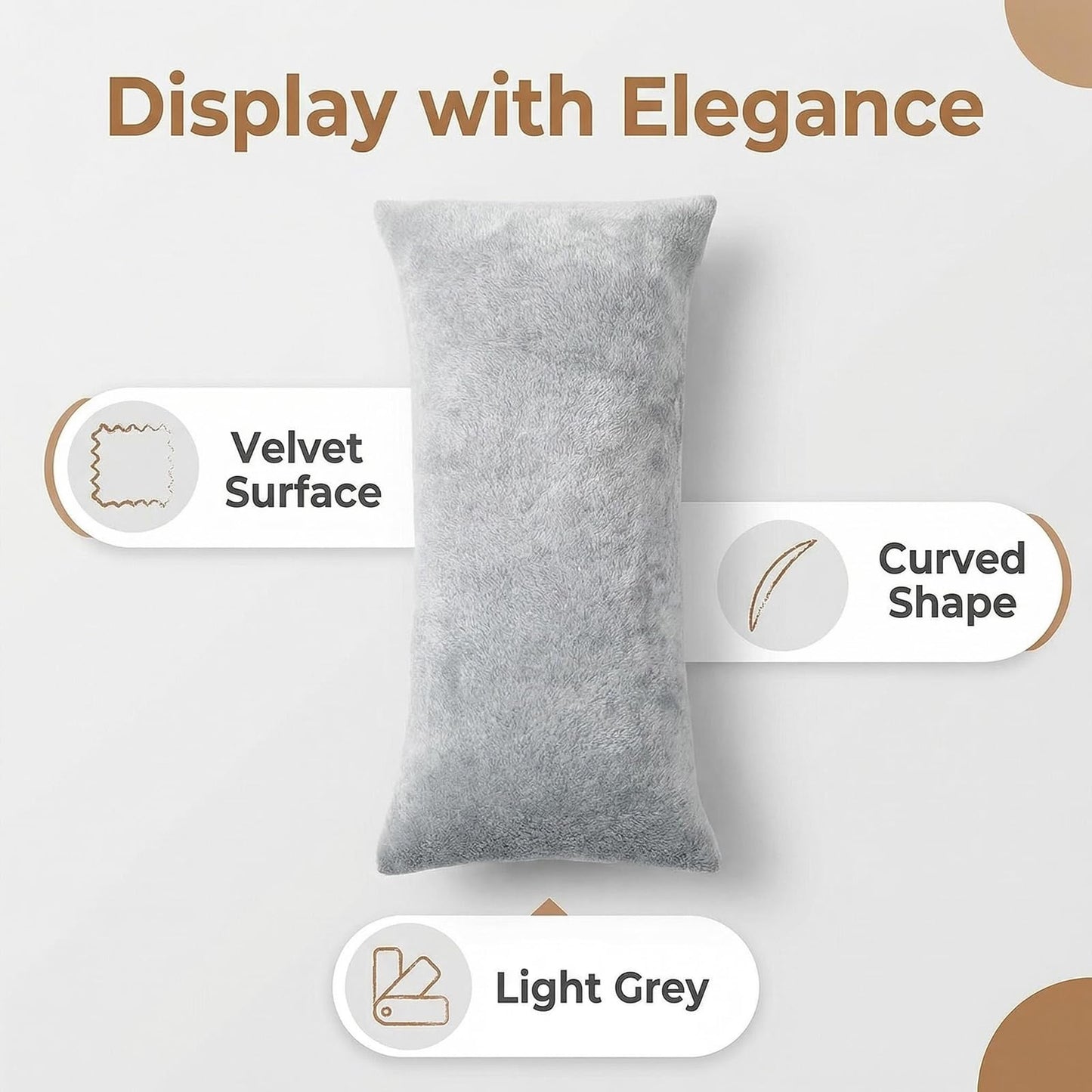 Upstore 2 Pcs Velvet Watch Display Pillows Long Pillow Form for Bracelets Bangles Jewelry Displays Luxury Show Organizer Cushions for Retail