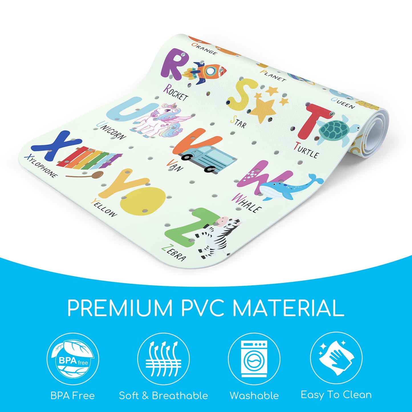 omedecal Baby Bath Mat Non Slip for Tub, 100 * 40cm, Alphabet