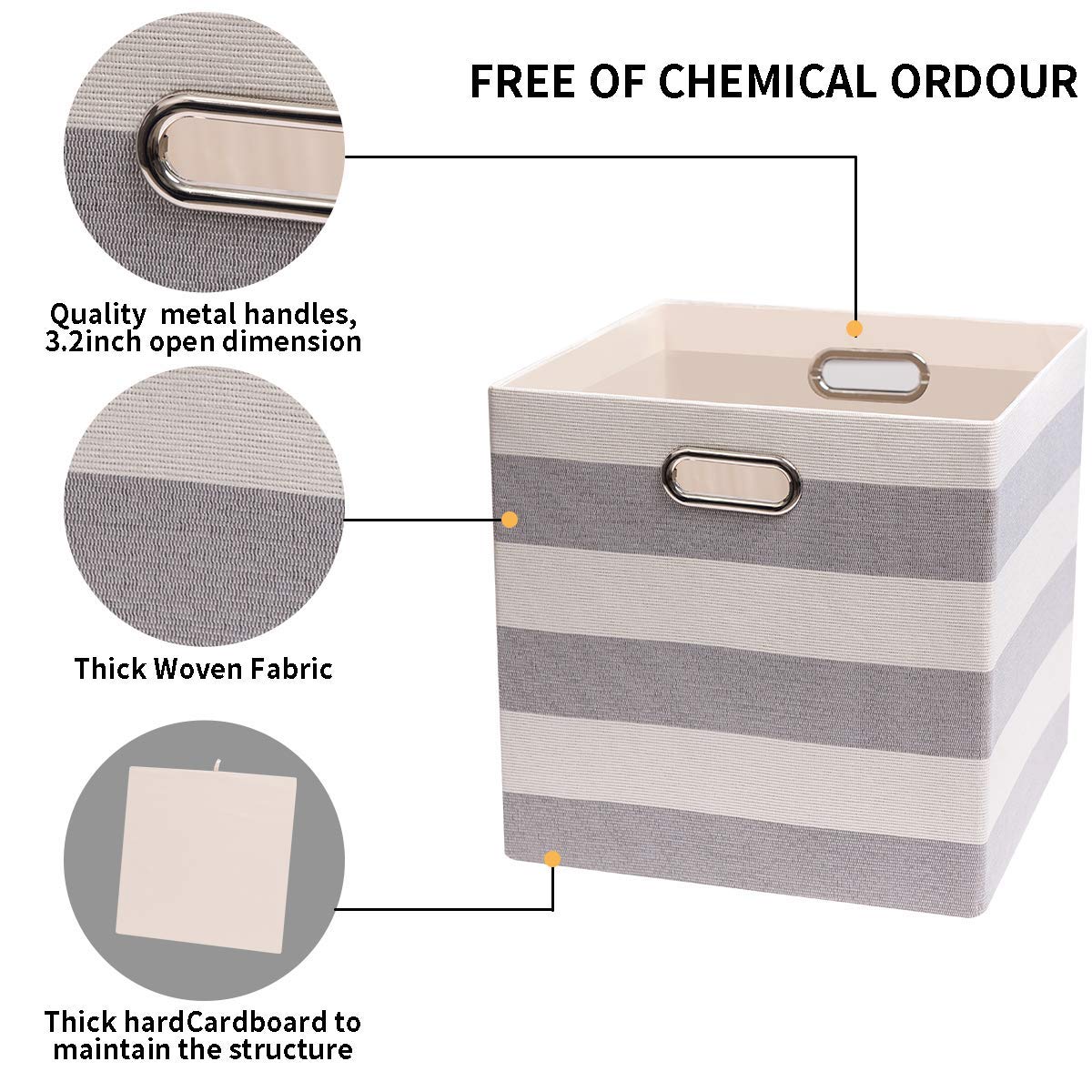 Posprica Kallax Cube Storage Boxs,33×33cm Storage Cube Basket Bins,Fabric Drawers Containers for Office,Closet, Toys, Laundry - Set of 4,Grey/beige