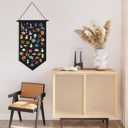 Kunyeah Wall Hanging Brooch Organizer Storage Case Colorful Canvas Pin Board Stand Enamel Pin Badge Hanging Holder Display Banner Earrings Collection