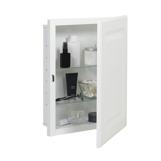 AMERICAN PRIDE G9612RPR1 White G9612RPR1-Recessed Raised Panel Door, Steel Body Medicine Cabinet 16" x 20", 1 Pack