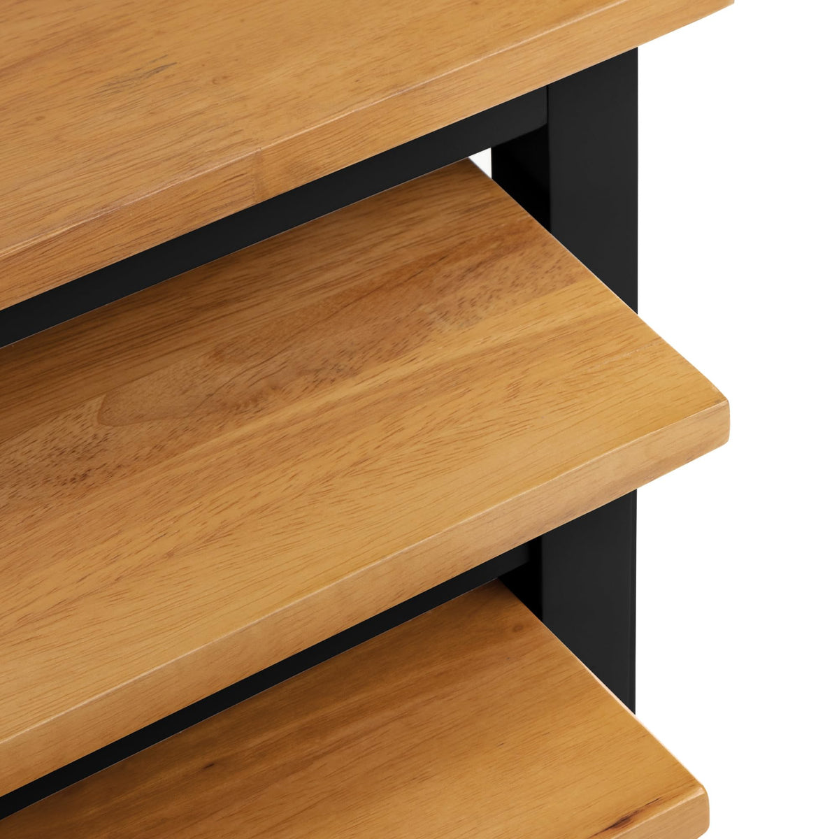 Julian Bowen Cleo Nest of Tables, Set of 3, Black & Oak - H46 x W48 x D33cm