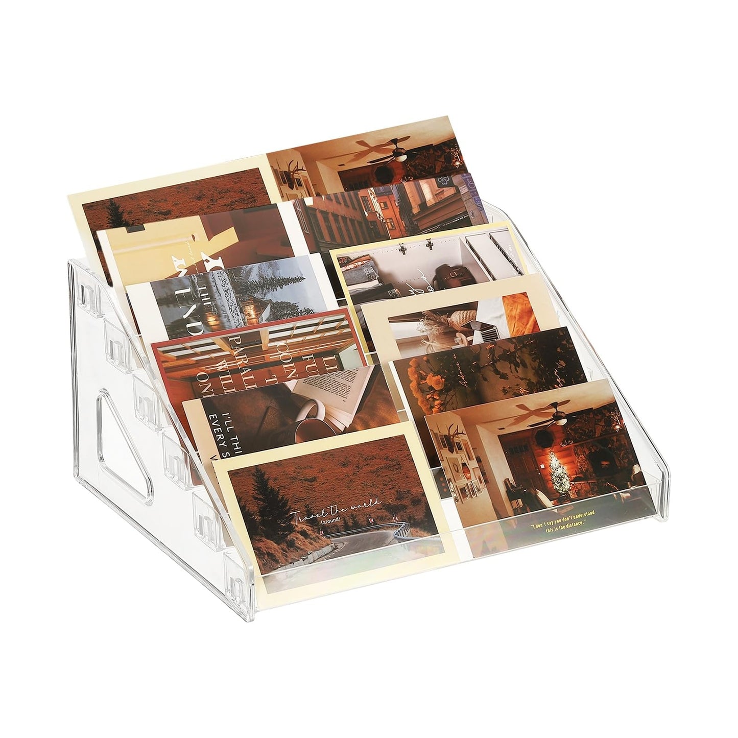 PATIKIL 6 Tier Acrylic Card Display Stand, Portable Postcard Rack Holder Organizer Versatile Display for Trading Cards Baseball PSA Stickers Stamp