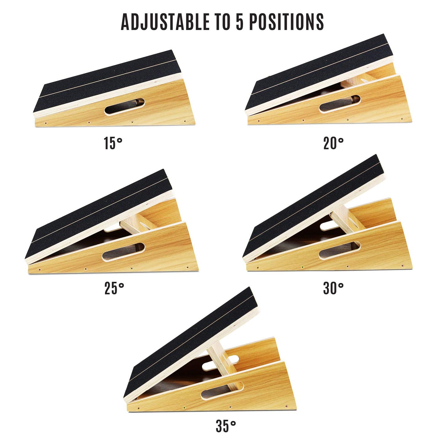 Yes4All GGZT Premium Adjustable Wooden/Steel Slant Board - Incline Board (10, 20, 30, 35 & 40 Degree) - Stretch Board (Slant Board 5 Angles - Full