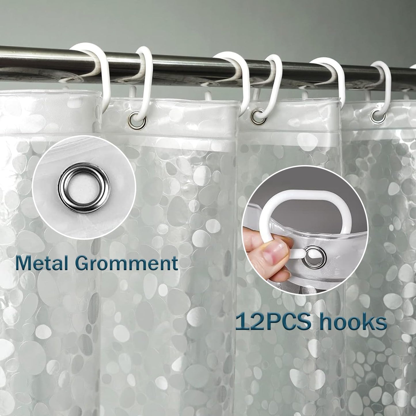 HUIBOHOU Shower Curtain, Mould Proof and Mildew Resistant Washable Bathroom Curtains, Shower Curtain for Bathroom, Bath Curtains with Hooks