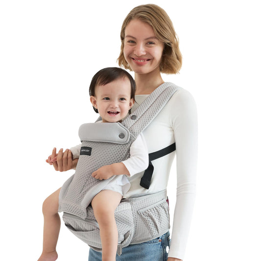 Momcozy Baby Carrier with Hip Seat, 2-in-1 Forward-Facing Carry for Active Babies, Detachable Hands-Free Carrier up to 20kg, Breathable Infant Carrier