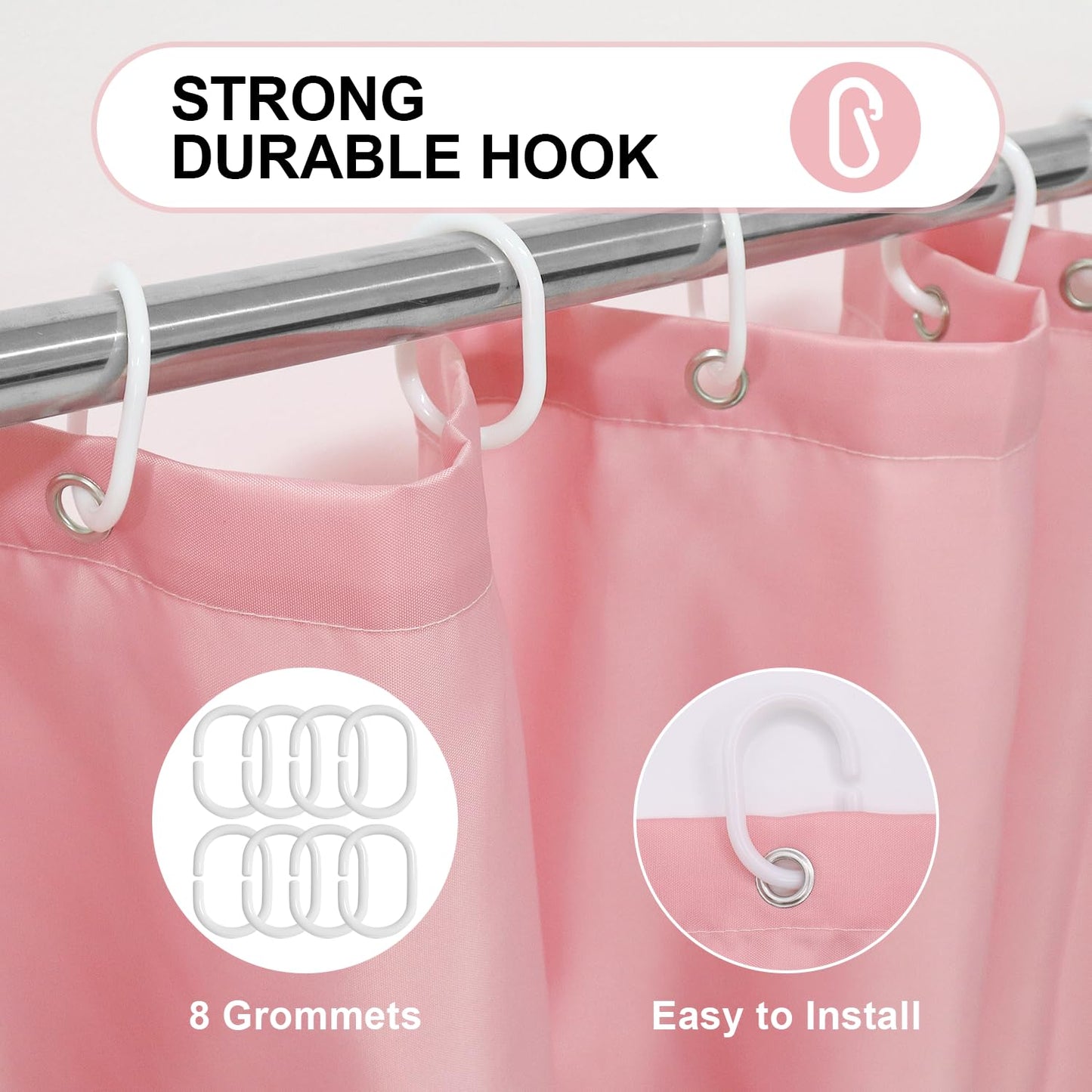 LUKDUNG 120 x 200 cm Polyester Textile Shower Curtain Anti-Mould for Bathroom, Curtain for Bathtub Shower Made of Fabric Waterproof Washable Shower