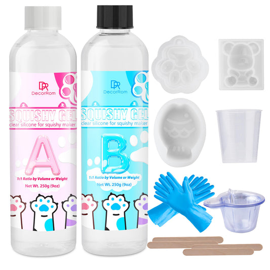 Taba Squishy Kit - 500g Transparent Liquid Silicone, Super Soft Fast Cure Silicone Rubber for Taba Squishies Molds, DIY Squishy Making Gel Maker Kit