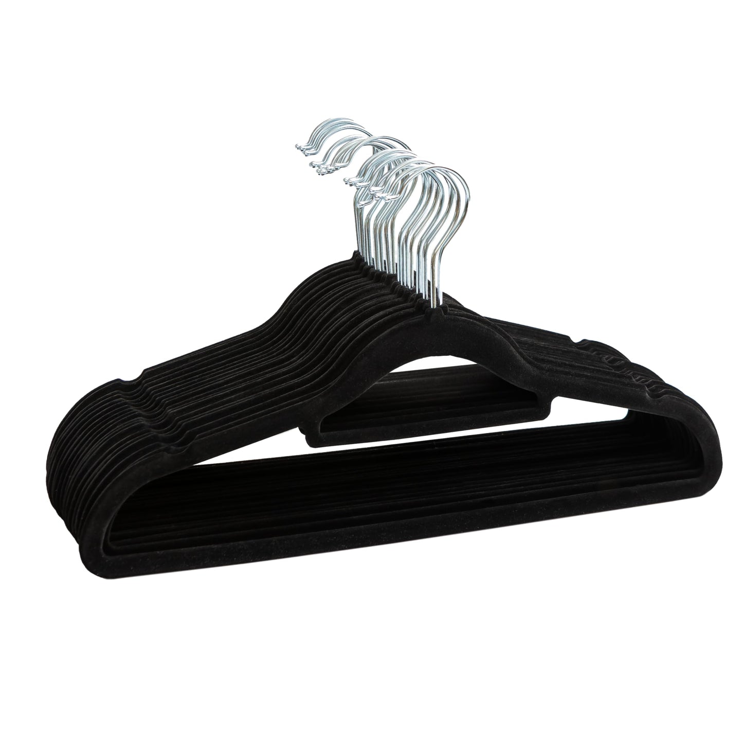 Livel 50 Velvet Suit Hangers - Heavy Duty Black Clothes Hangers With Non-Slip Premium Finish - 360 Degree Swivel Hook for Coats, Jackets, and Trousers