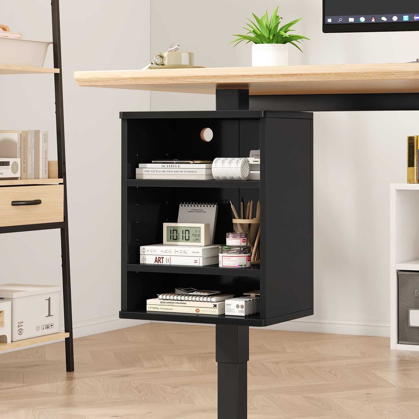IBUYKE Under Desk Storage Cabinet Clamp on Desk Legs Shelf UTMZ012B