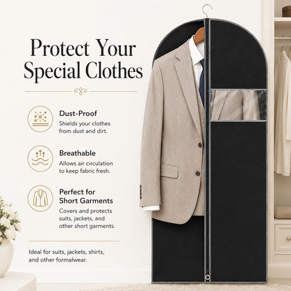 URMI Suit Bag, Breathable 60 x 100cm 5 PCS Garment Bags Clothes Bags for Storage with Clear Window Dust Moth Proof Dress Bags Protector for Suit