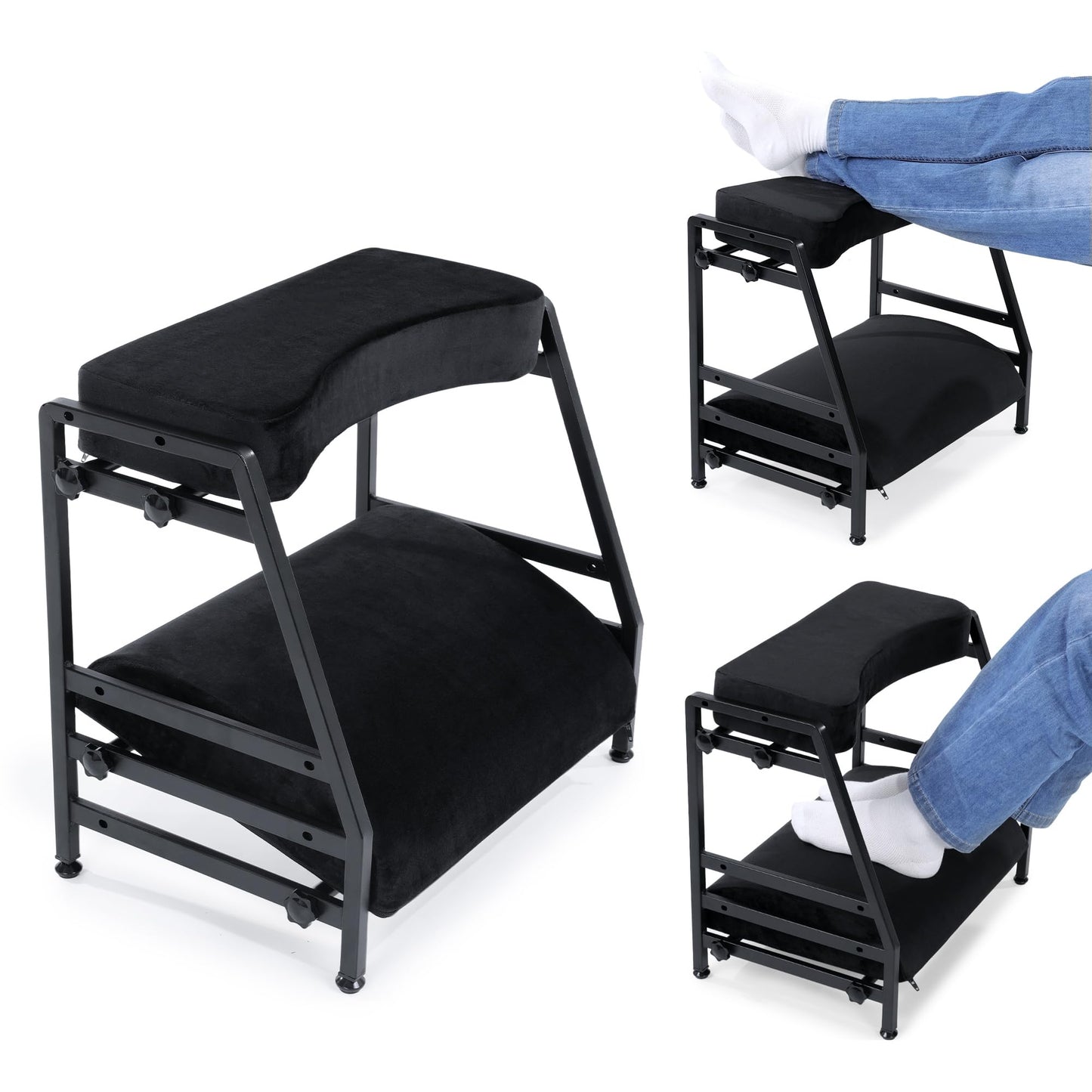 TOPROUD Adjustable Double Step Footrest, Ergonomic Under Desk Foot Rest with High Density Foam & Iron Frame