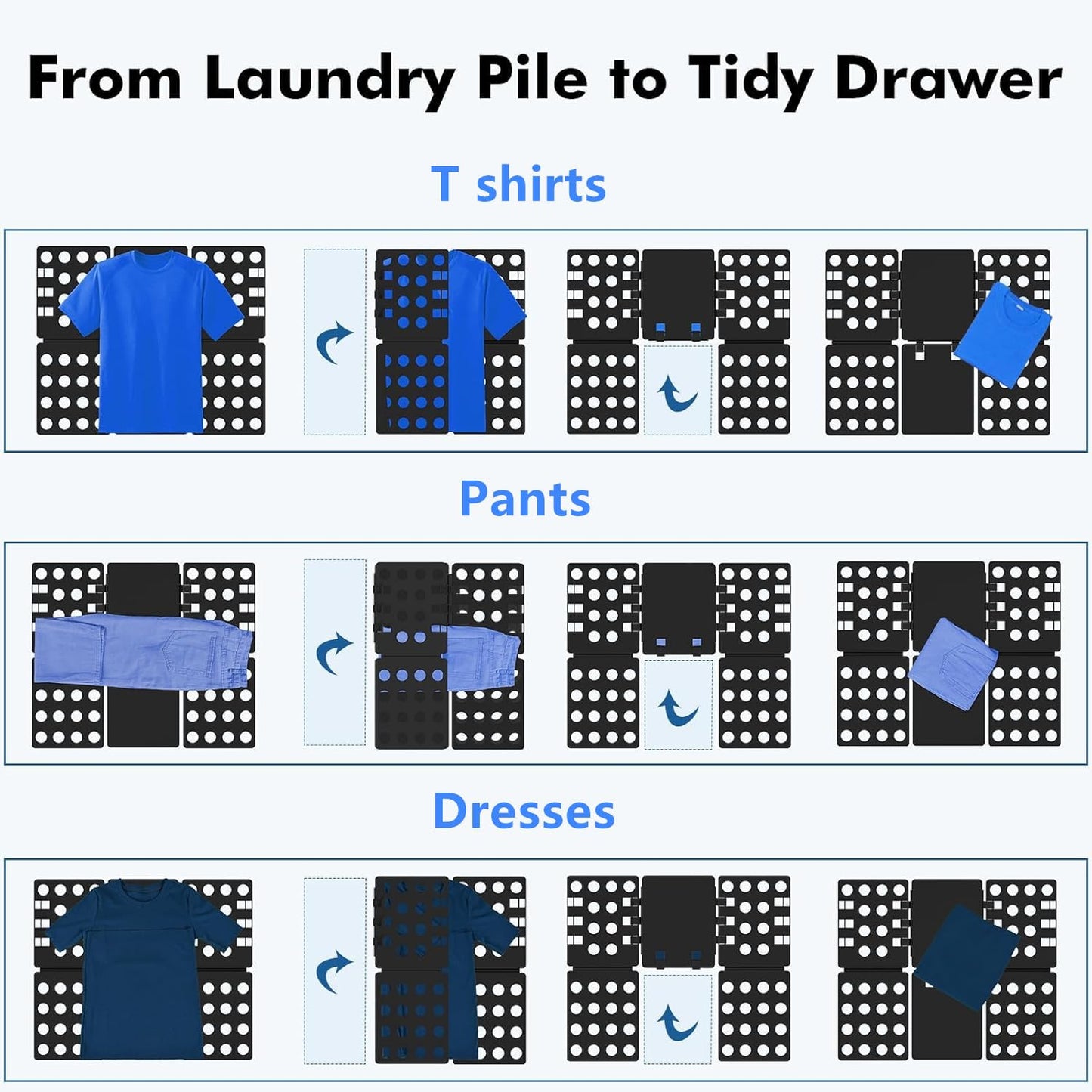 Elegance-go Laundry Folding Board Clothes,Clothes Folding Board T Shirt Folder,Adjustable Clothes Folder,Plastic Laundry Folder Aid for Kid Adults