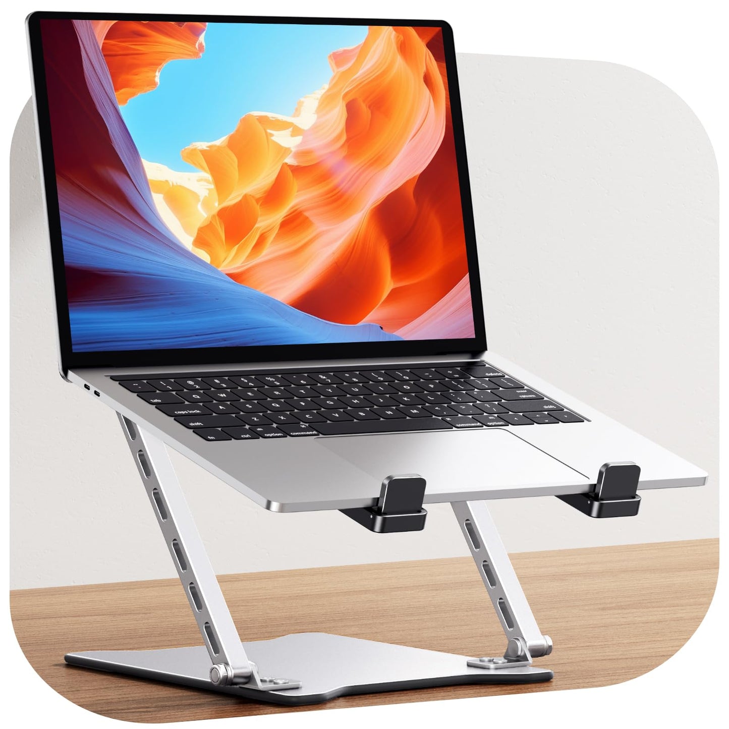 Babacom Ultra-Slim Portable Laptop Stand for Desk, Height Adjustable & Dual-Bar Support Laptop Riser Holder