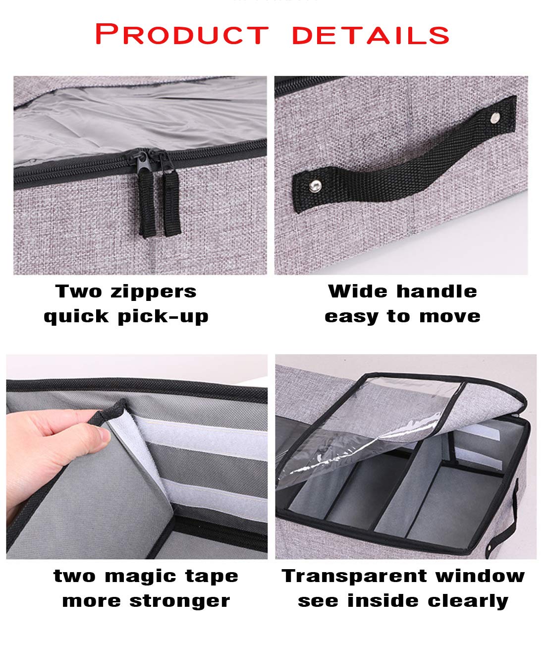 AARAINBOW Under Bed Shoe Storage Box 2 Pack, Fabric Organiser with Lid