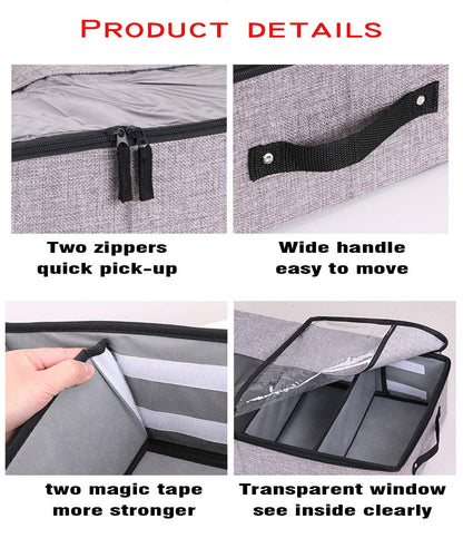 AARAINBOW Under Bed Shoe Storage Box 2 Pack, Fabric Organiser with Lid
