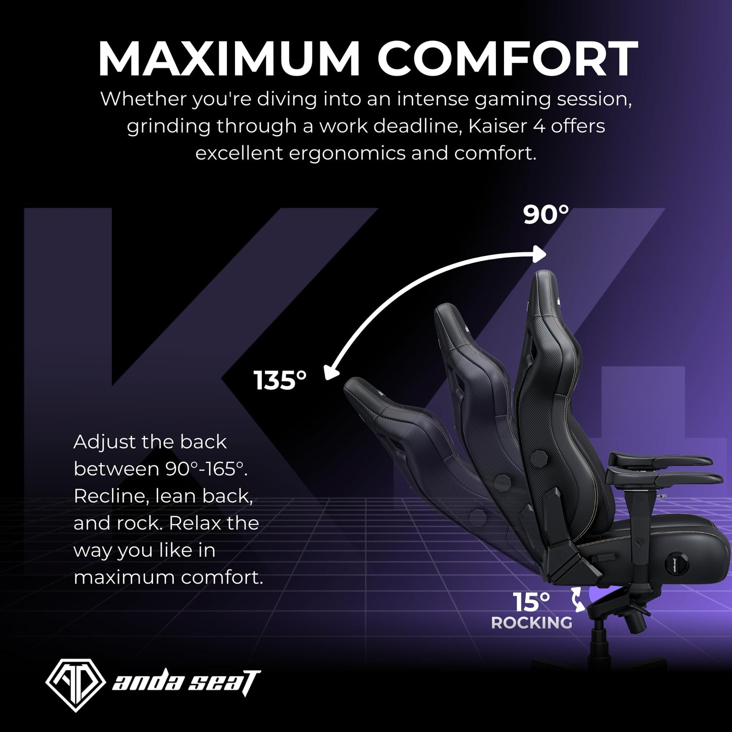 Anda Seat Kaiser 4 Gaming Chair for Adults - Large Reclining Video Game Chairs with 4-Level Pop-Out Lumbar, Linen Fabric