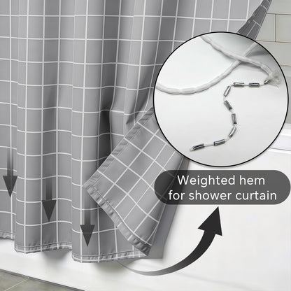 FAIRYGATE Grey Shower Curtain Mould Proof and Mildew Resistant Washable Bathroom Curtains Bath Curtains with Hooks 180 x 180 cm 71 x 71 Inch B9325
