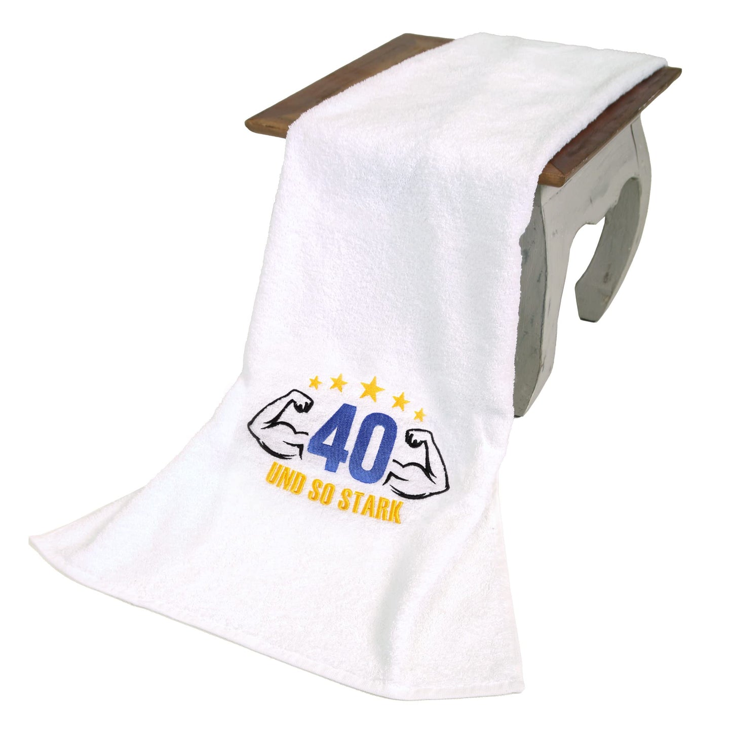 Abc Casa 40th birthday gift towel with embroidered muscles for men - a useful gift for 40 years - a wonderful gift idea for 40th