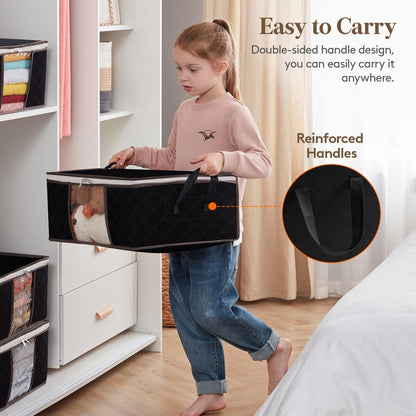 Lifewit 35L Clothes Storage Bags with Clear Window, Foldable Underbed Clothes Covers, Organisers for Clothing, Bedding, Sweaters Protection, 6 Pack