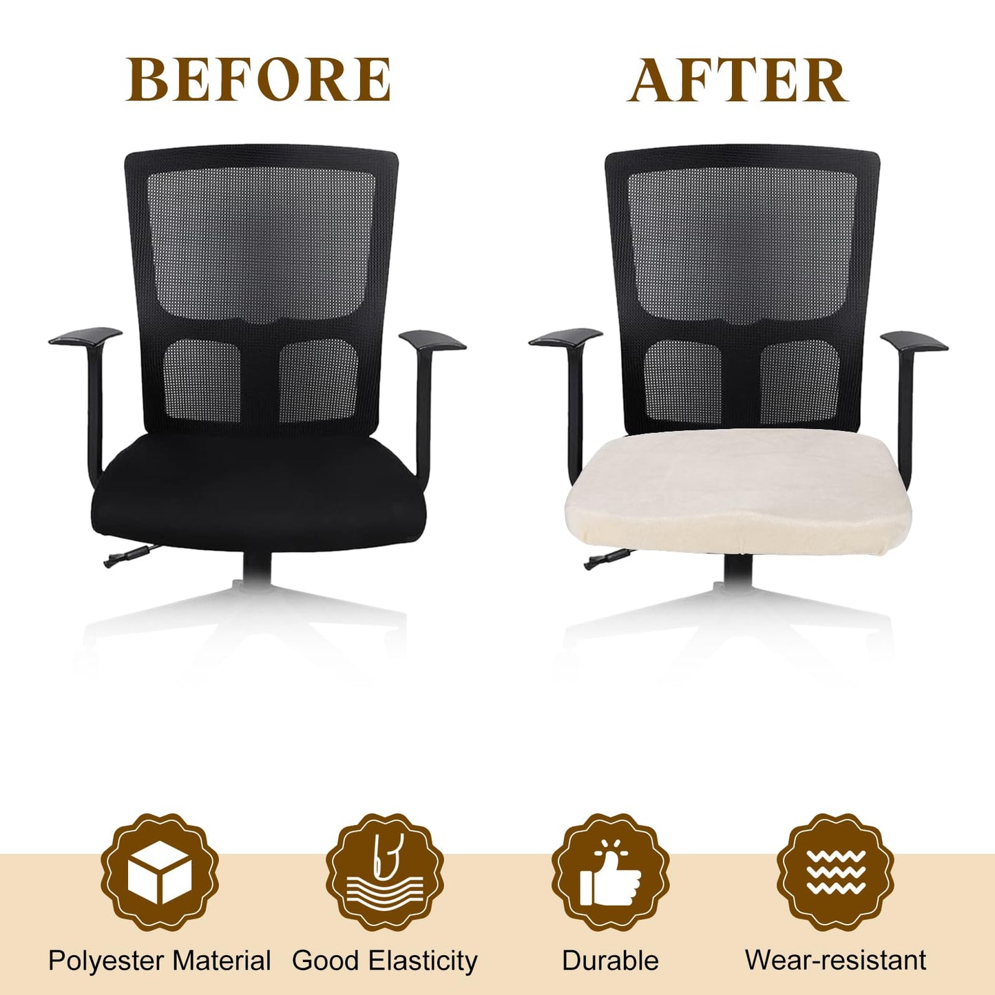 sourcing map Office Chair Cover, Stretchable Soft Rotating Chair Slipcover Washable Desk Computer Seat Cover Protector for Office Home, L(45-48cm)