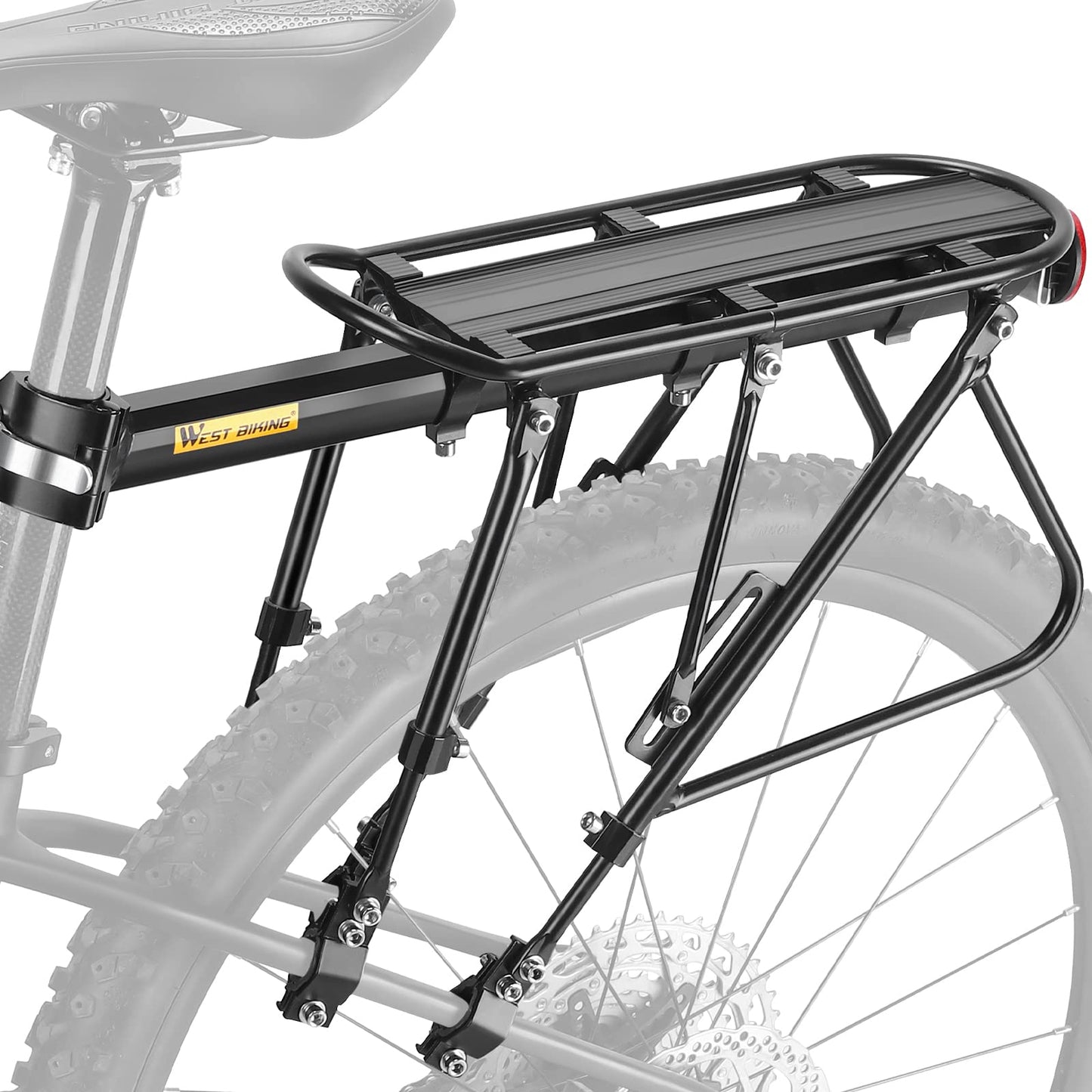 West Biking Bike Pannier Rack, 100KG Solid Bearing Bike Rack for Pannier Bags, Aluminum Alloy Mountain Bike Rear Rack Adjustable Bike Carrier Rack,