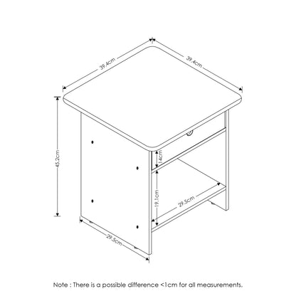 Furinno Dario End Table/ Night Stand Storage Shelf with Bin Drawer, Cream Faux Marble/Ivory