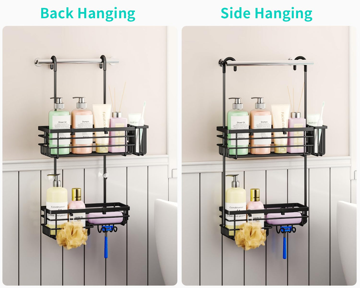 HapiRm Hanging Shower Caddy Organiser - 2 Tier Rustproof 304 Shower Storage