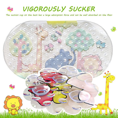 PTAPIPI Anti-Slip Shower Mat 39 x 69 cm - Forest Zoo Pattern