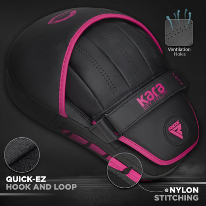RDX Boxing Pads Curved Focus Mitts, Maya Hide Leather KARA Hook and jab Training Pads, Adjustable Strap Ventilated, MMA Muay Thai Kickboxing Coaching