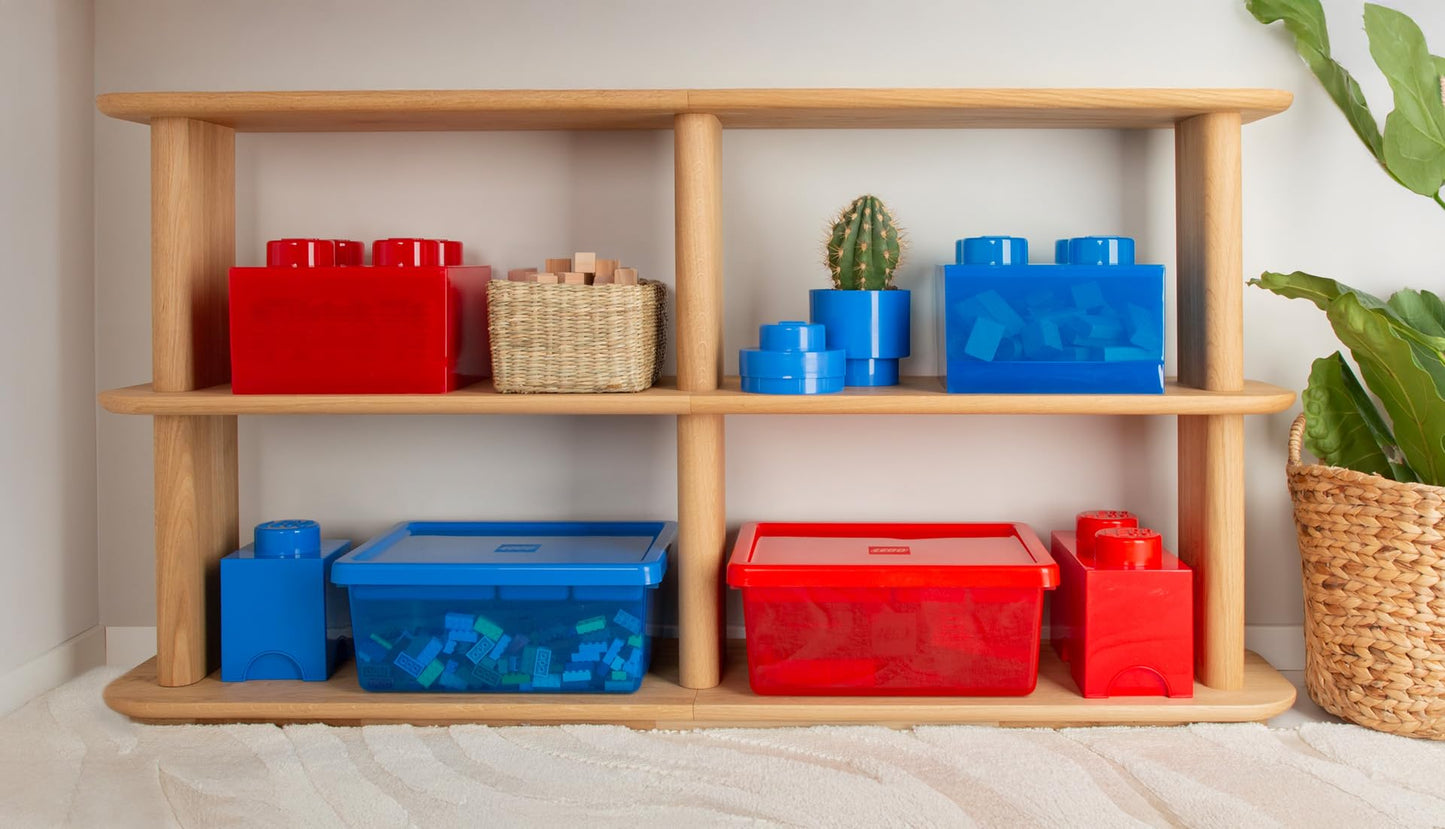 Room Copenhagen LEGO Storage Brick 4 Knobs Translucent Red - Stackable Plastic Storage Box with Lid for Kids and Adults Desk Organizer and Toy Box