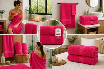 Casabella CB 2 Piece Jumbo Bath sheet 100% Combed Cotton Extra Large Bath Towel bale set super Absorbent Soft Red 2 Pack 90X180 CM Bath-sheets for