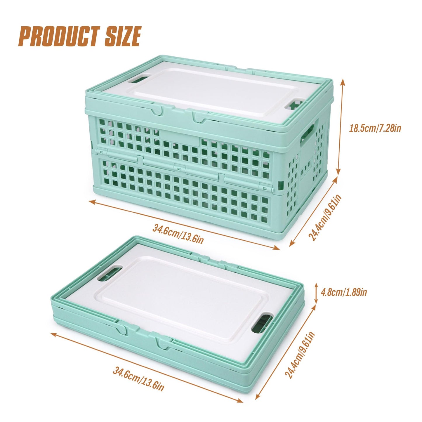 Vivikivi Collapsible Storage Crate,Plastic Storage Box, White-Hollow