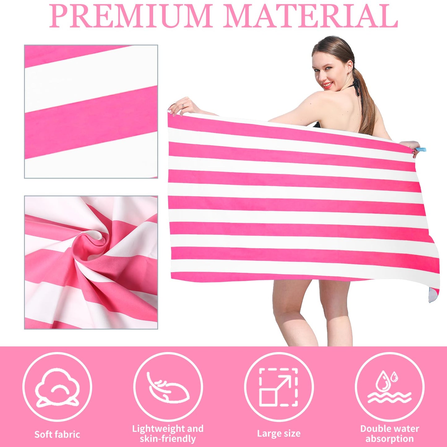 Vorvowry Microfibre Beach Towels for Adults Women Men Extra Large Lightweight Quick Dry Sand Free Travel Towel Double Sided Printing for Swim Sports