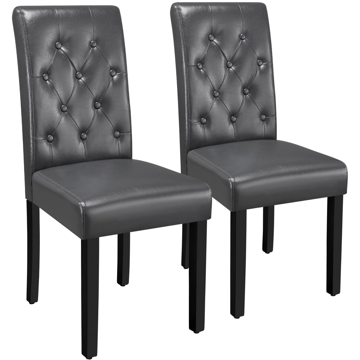 Yaheetech Faux Leather Dining Room Chairs Set of 2 with High Back, Grey
