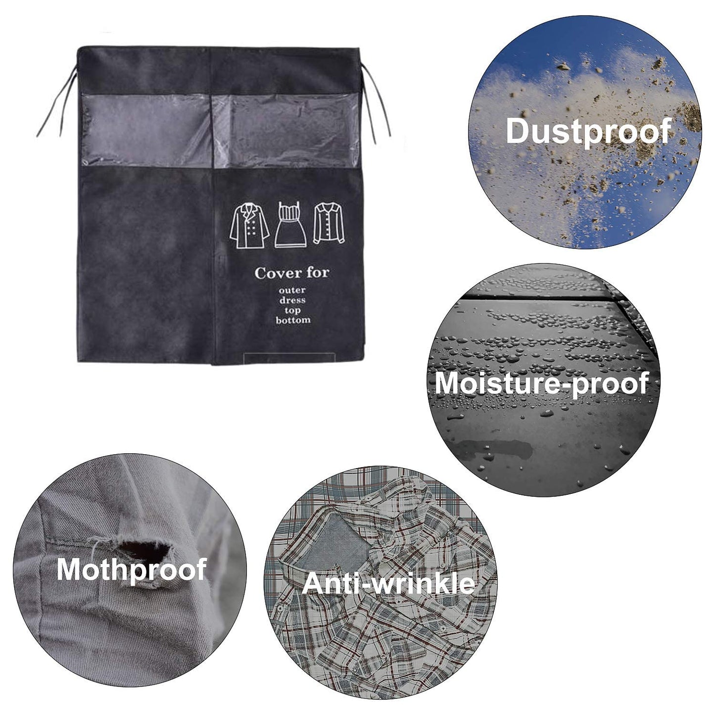 Exleco Cover for clothes rack, 120 x 120 cm, anti-dust cover, dust protection from moisture, coat stand, clothes protective cover, dustproof