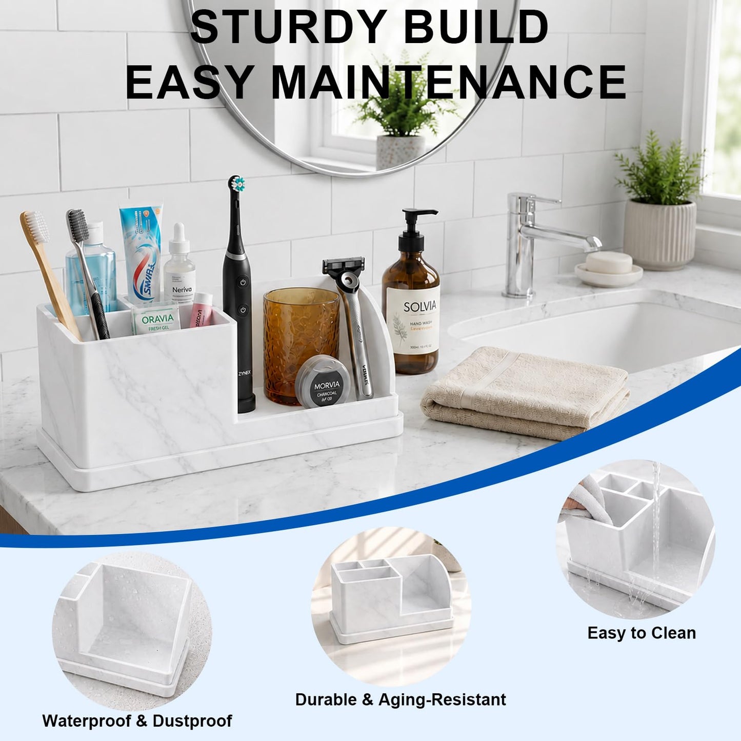 21x9x9cm Silicone Toothbrush Holders for Bathroom Countertop，Anti-Slip Electric Toothbrush Toothpaste Holder, Soft and Shock-Resistant