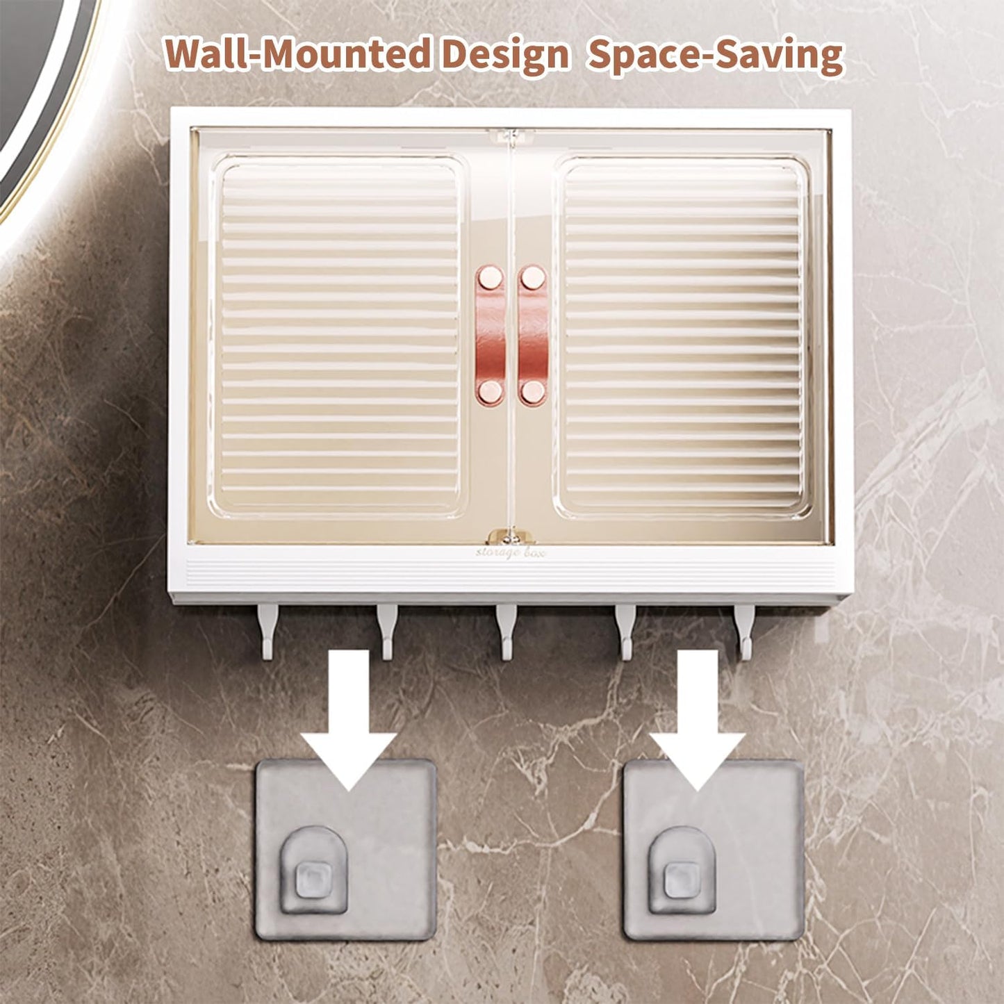 Roqao 16L Wall Mounted Bathroom Storage Small Adhesive Drill-Free Cabinet