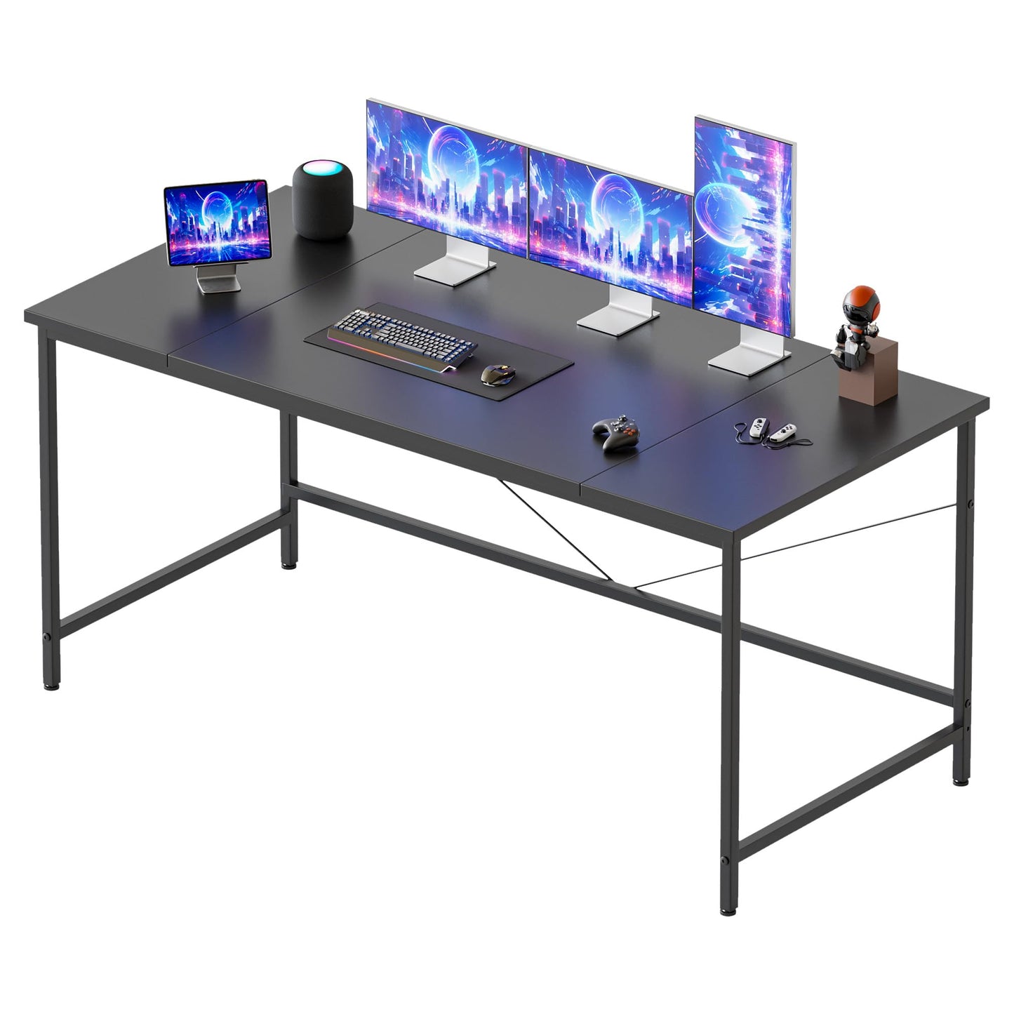 Mericonia Basic Computer Desk, 3 pieces Desktop, 140x50cm, Black
