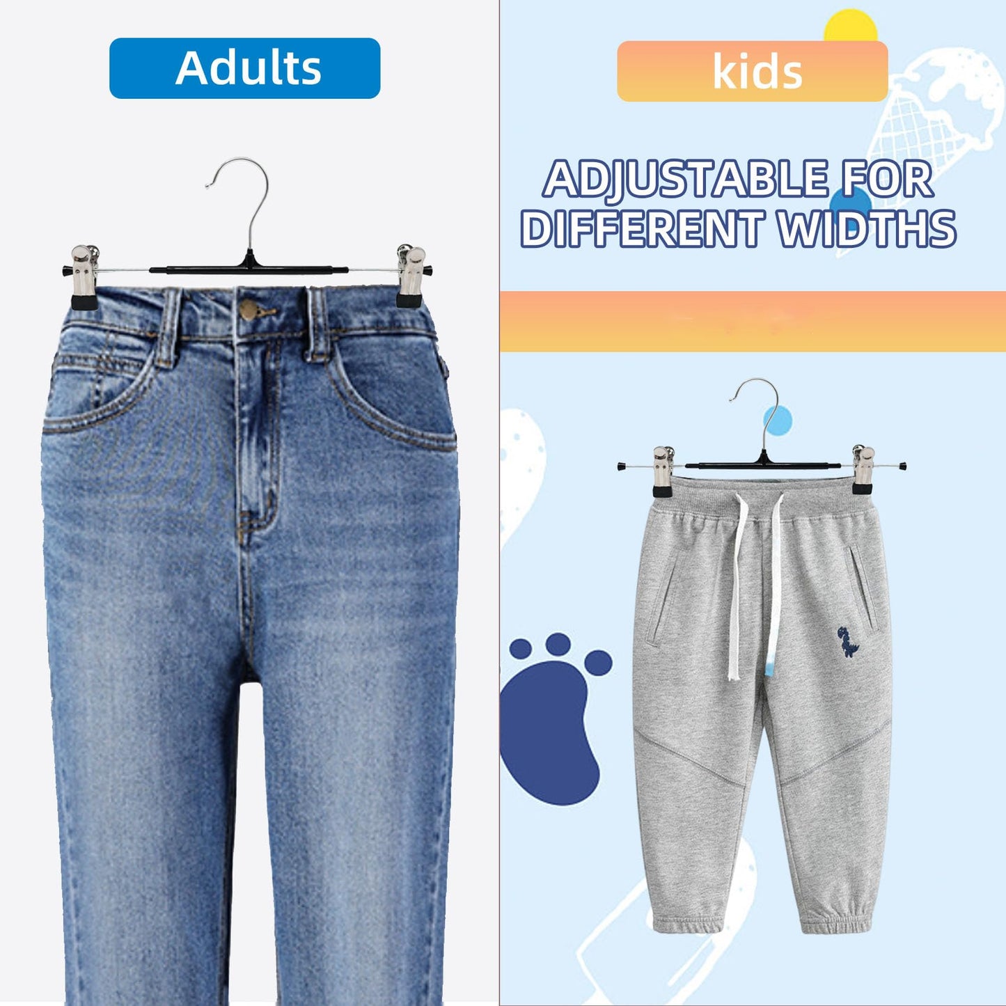 30 Pack Trouser Hanger, 30cm Pants Hangers Space Saving Skirt Hangers with Adjustable Clips,Heavy Duty Clothes Coat Garment Jeans Hangers
