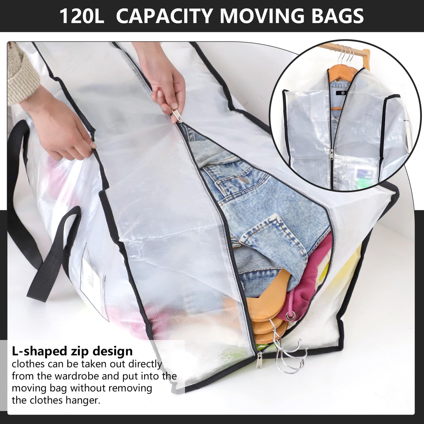 Dntorx 4 Pack 120L Moving Bags Heavy Duty Storage Bag Dorm Moving Essential