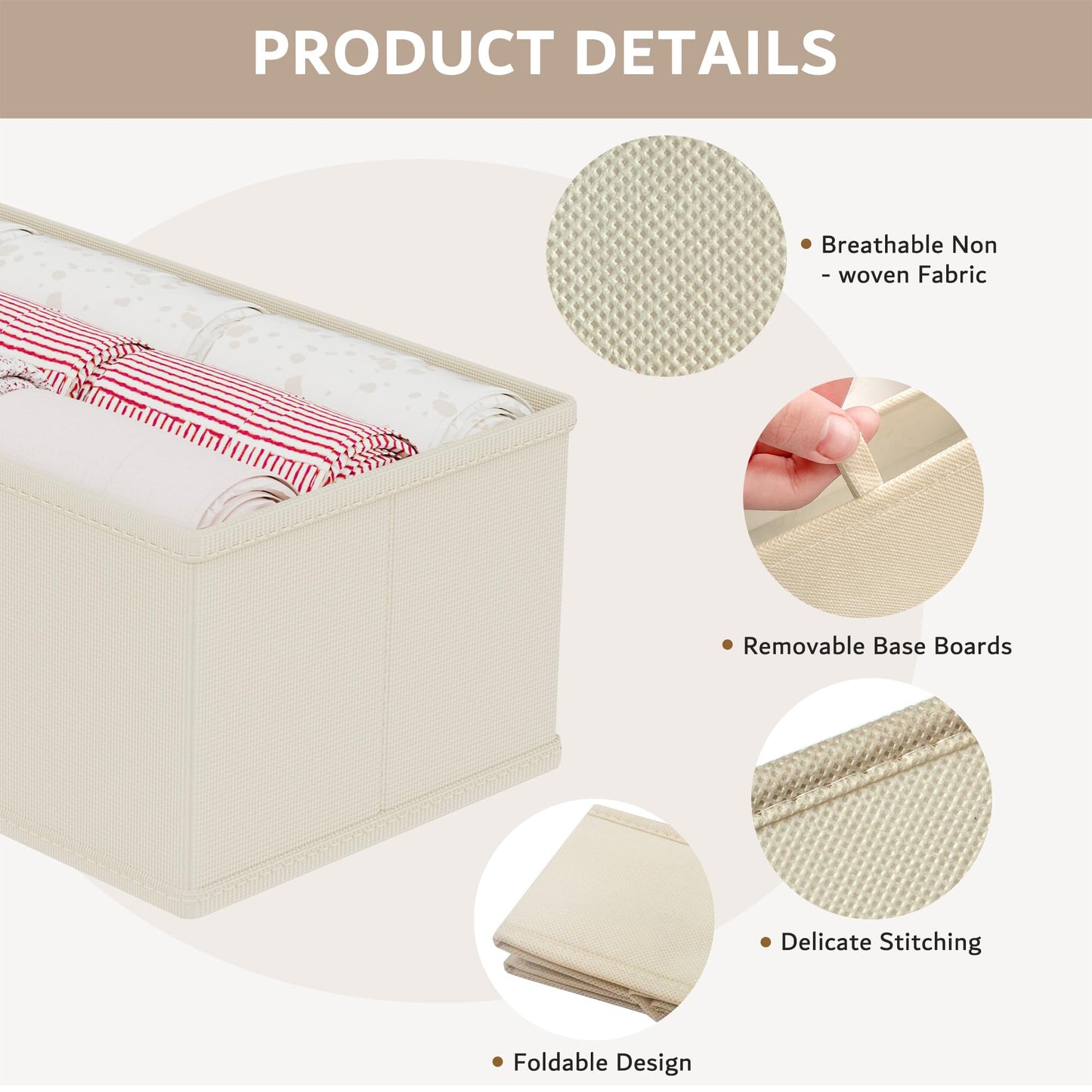 XIVIRACK 20 Pack Drawer Organizer for Clothes, Underwear Drawer Organizer Bins, Foldable Fabric Closet Storage Organizers