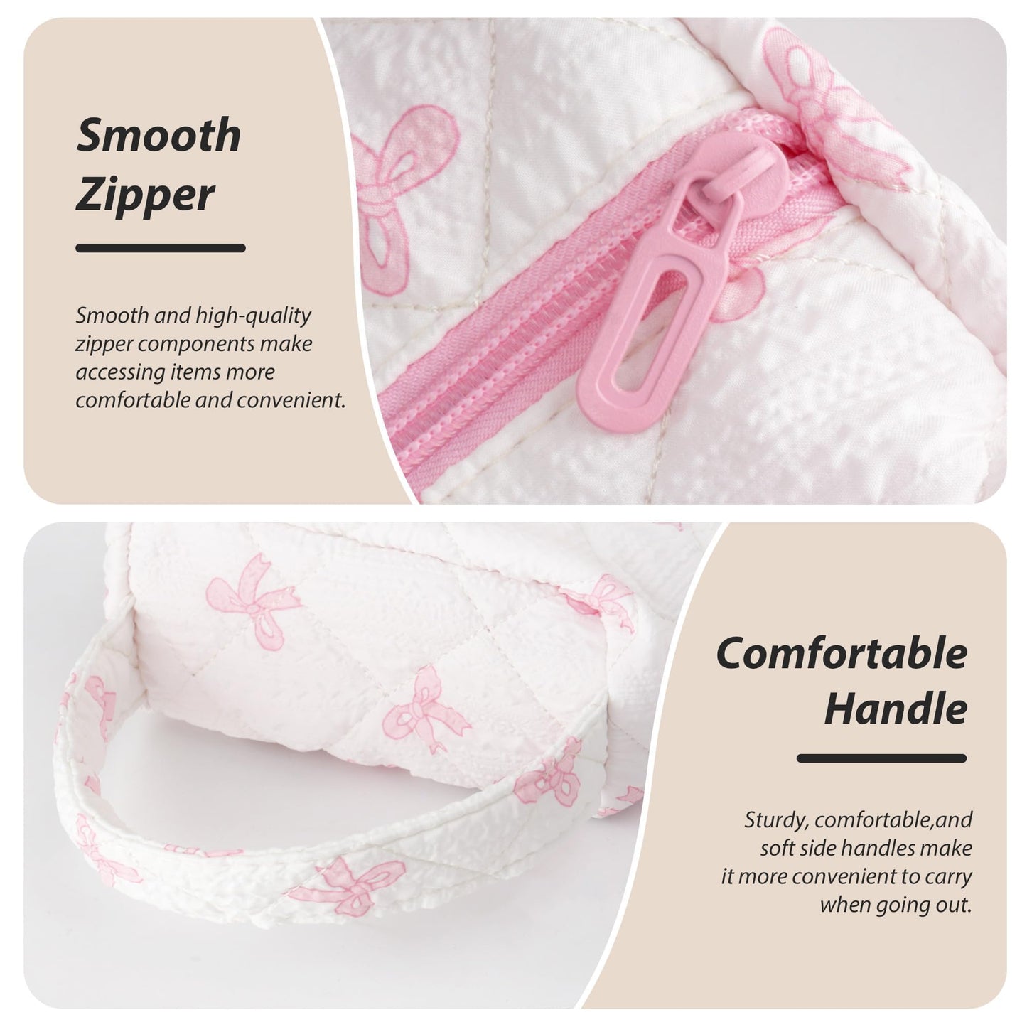 Linpr Cute Quilted Portable Hair Styling Tool Travel Bag, Bow Pink