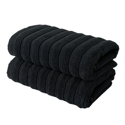 BERIBO Cloud Turkish Towel Set 100% Cotton 620gsm Black, 2 Hand Towels