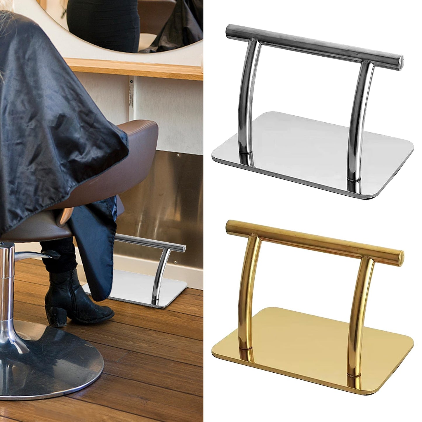 Salon Foot Rest Stainless Steel Professional Hairdressing Practical Durable Foot Pedal for Beauty Spa Nail Massage Barber Chairs Hair Chair,Mobile